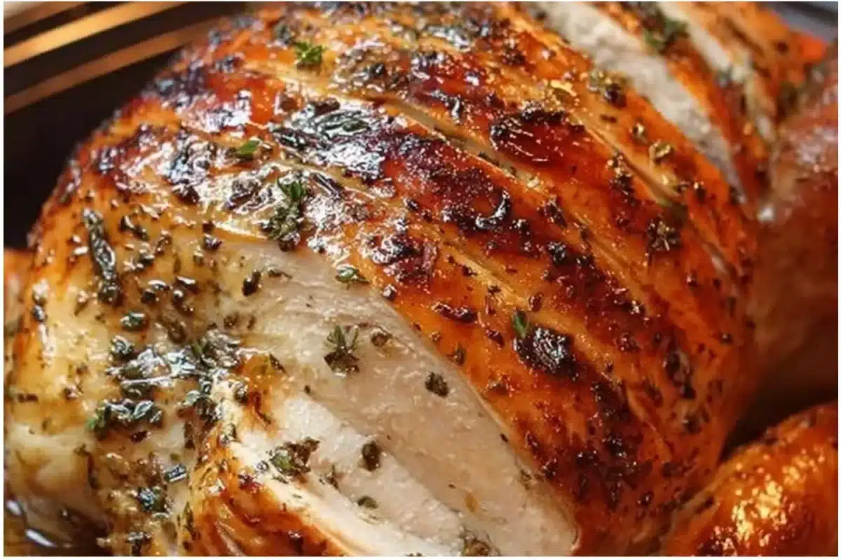 A beautifully roasted turkey prepared the Amish way, perfect for Thanksgiving dinner.