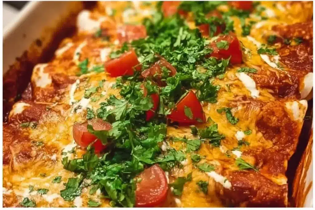 Quick and easy chicken enchiladas served with toppings