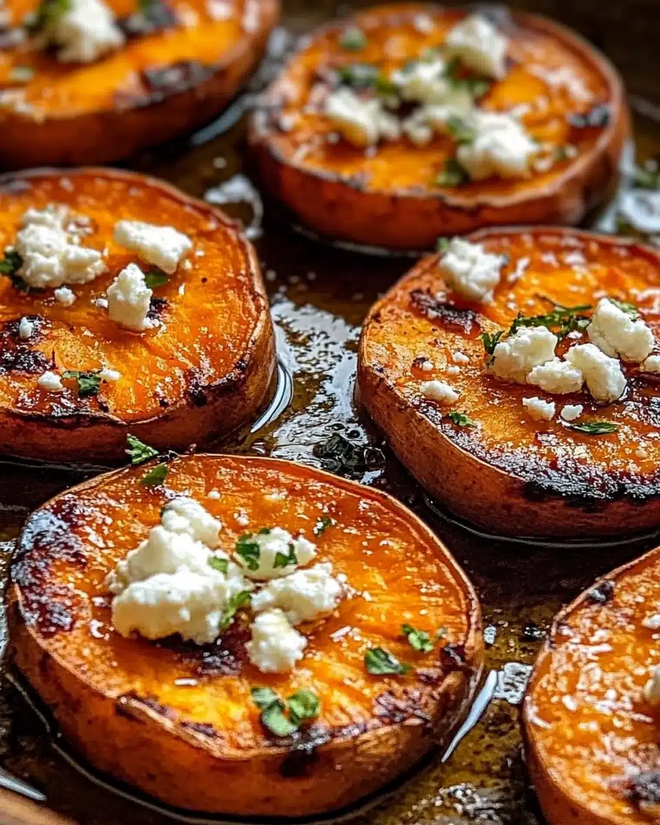 Roasted Sweet Potato Rounds with Honey & Feta