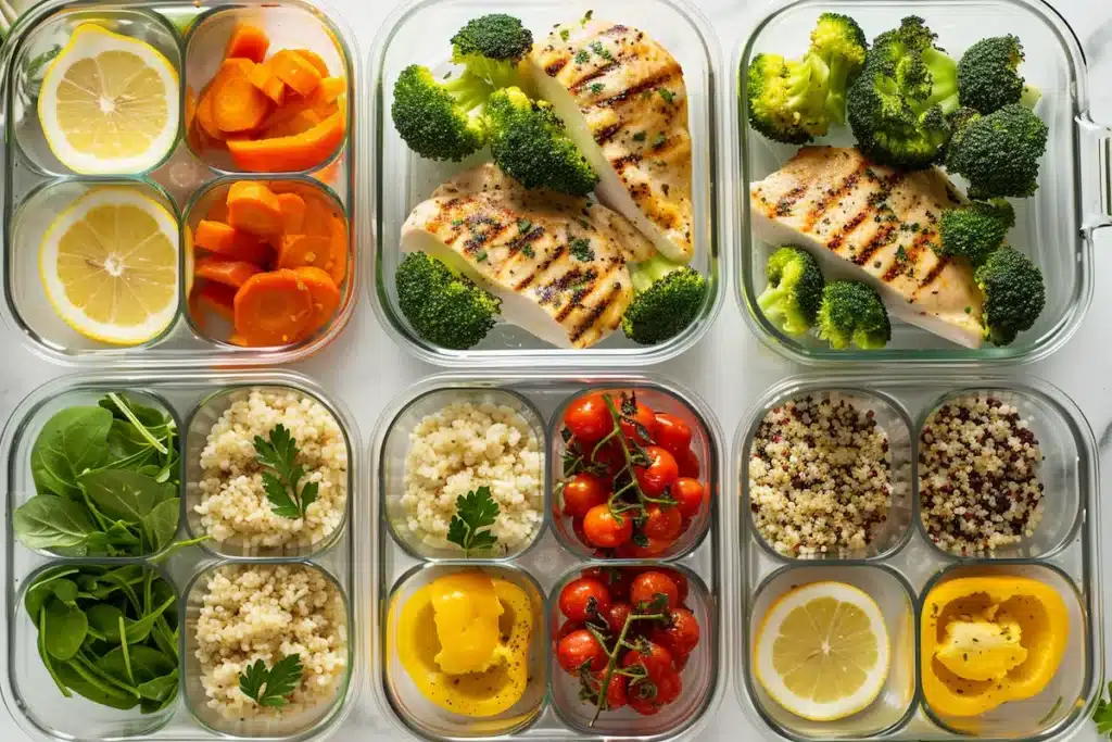 7-day-meal-prep-containers 7-day semaglutide meal prep containers with high-protein meals organized for the week