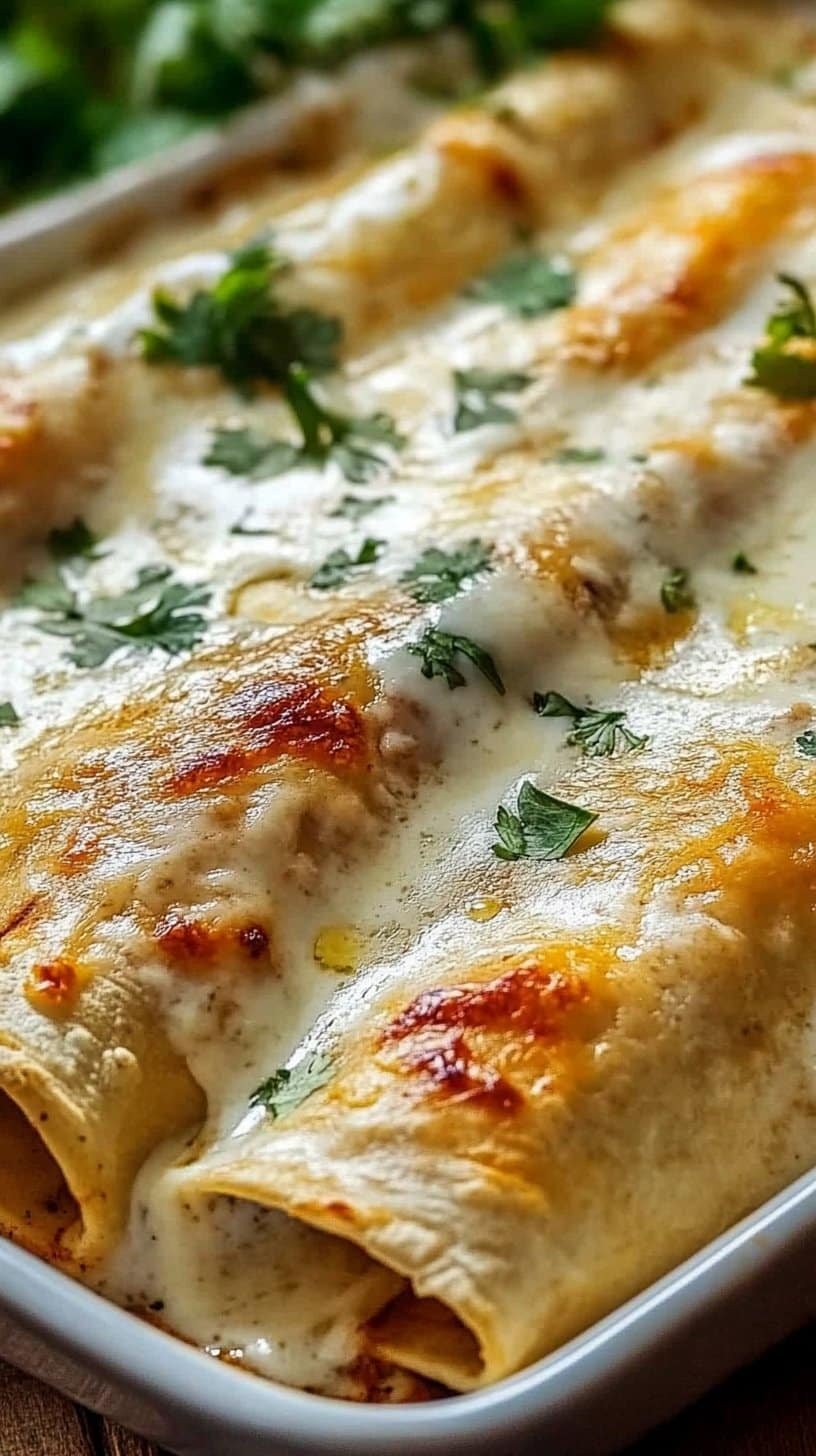 Chicken Enchiladas with Sour Cream White Sauce