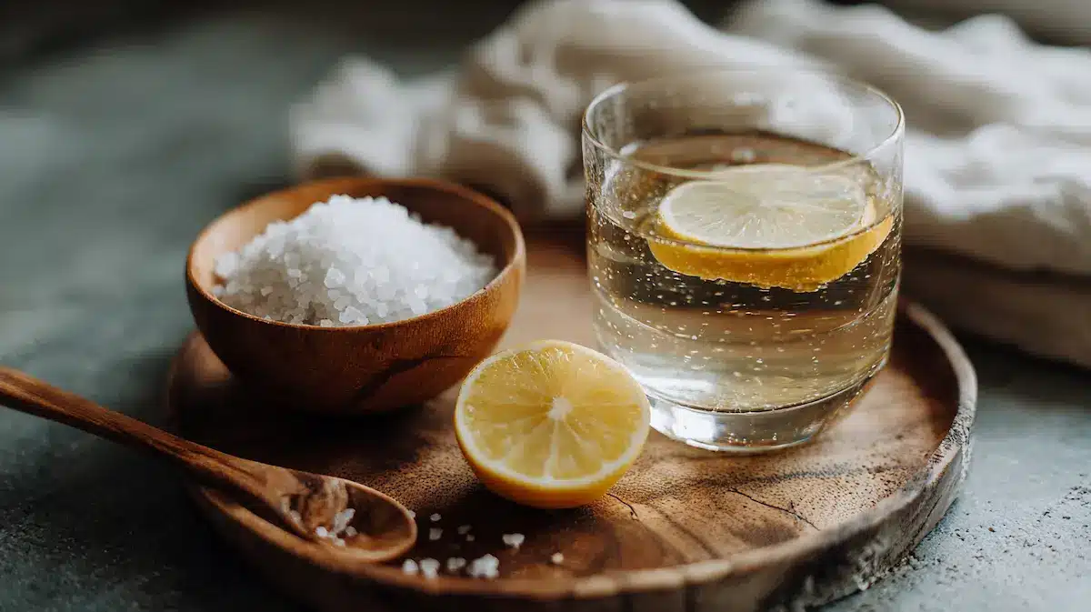 Celtic sea salt with warm water and honey for men's health