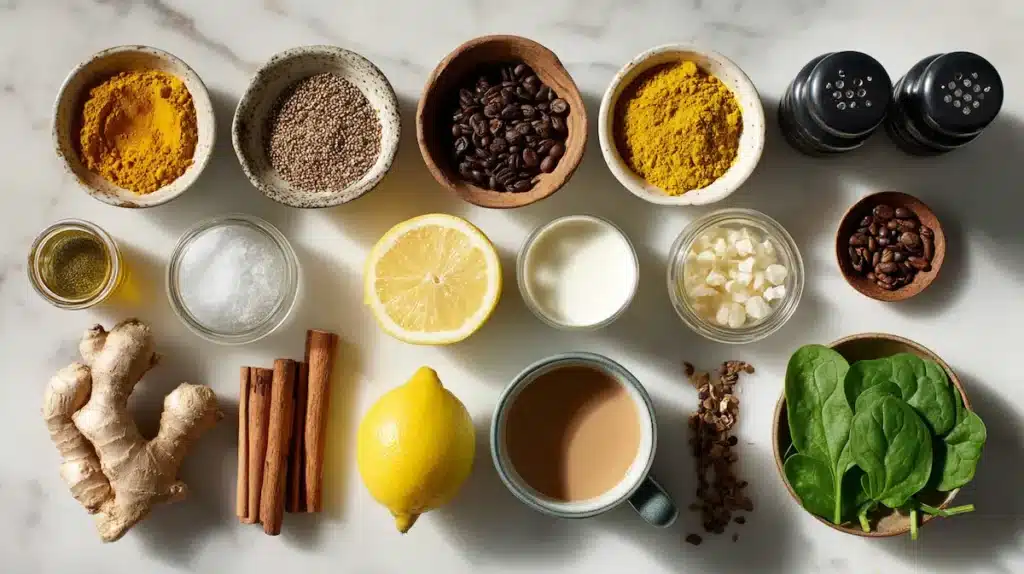 Turmeric-Hack-Recipes-Complete-Ingredients turmeric-hack-recipes-complete-ingredients-flatlay-7-variations