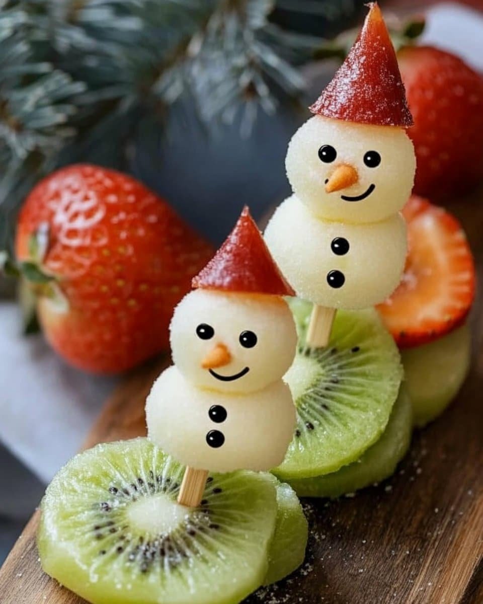 Christmas Fruit Snowmen Skewers