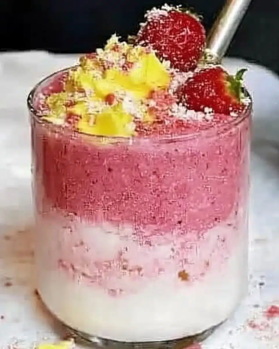 Colorful anti-inflammation smoothies filled with fresh fruits and greens