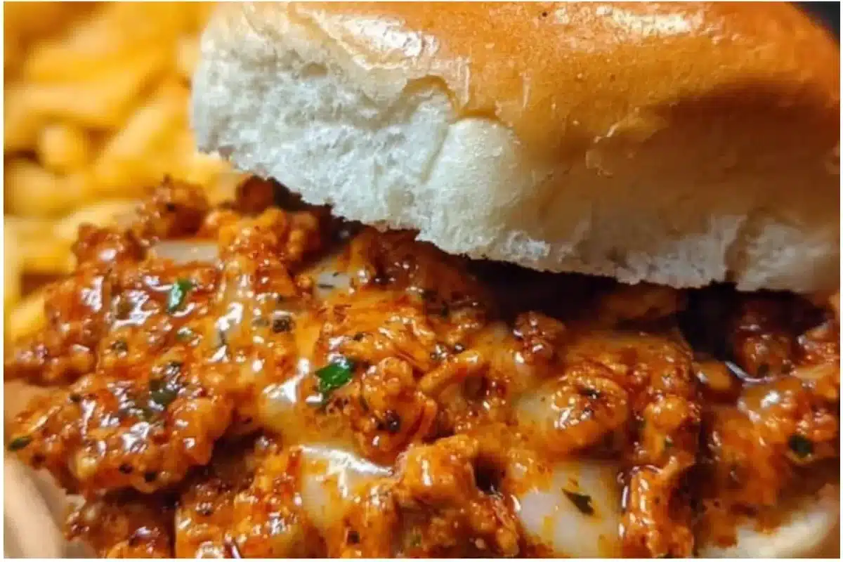 Delicious Cajun Chicken Sloppy Joes served on a plate with toppings