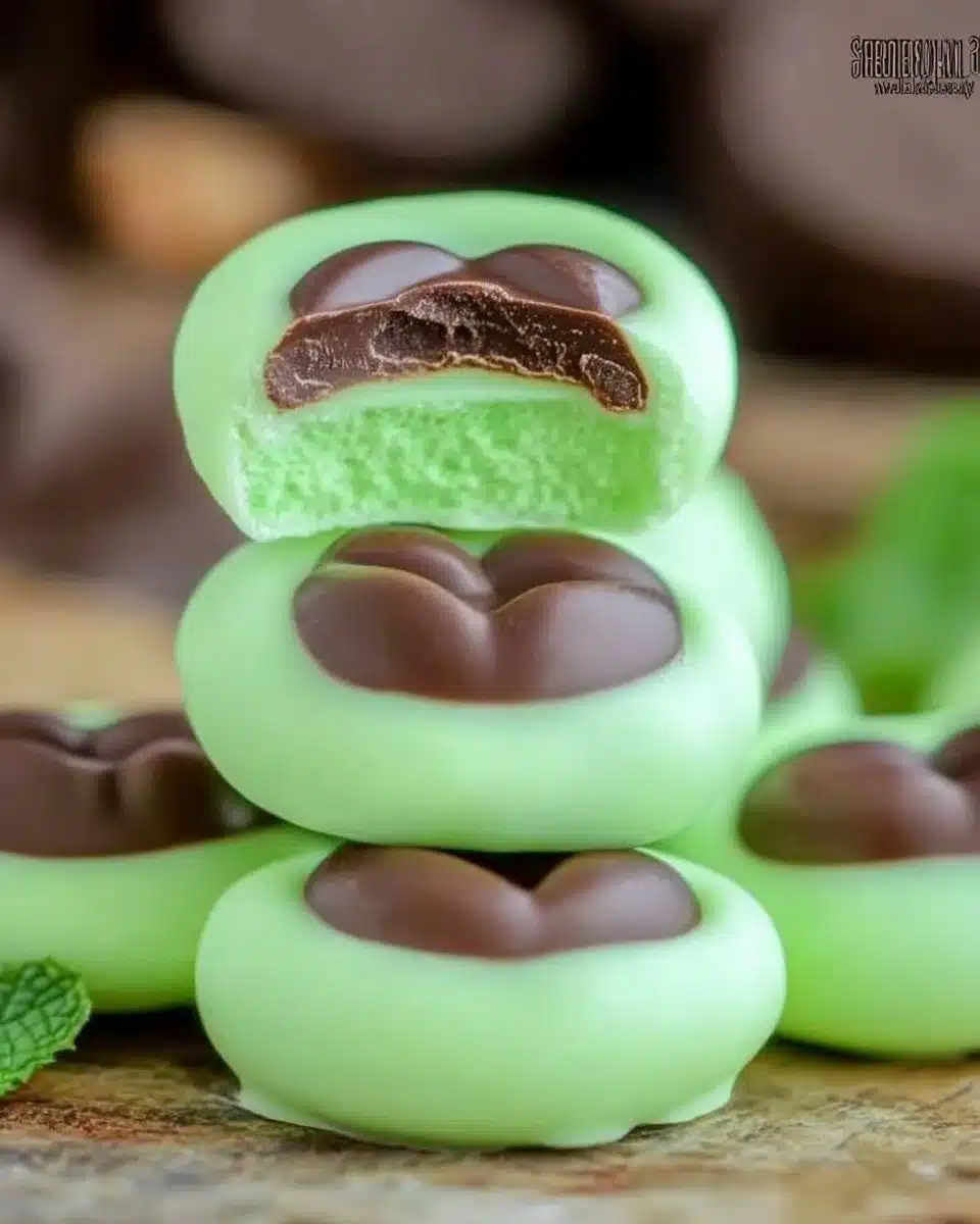 Delicious Chocolate Mint Cream Cheese Buttons on a plate