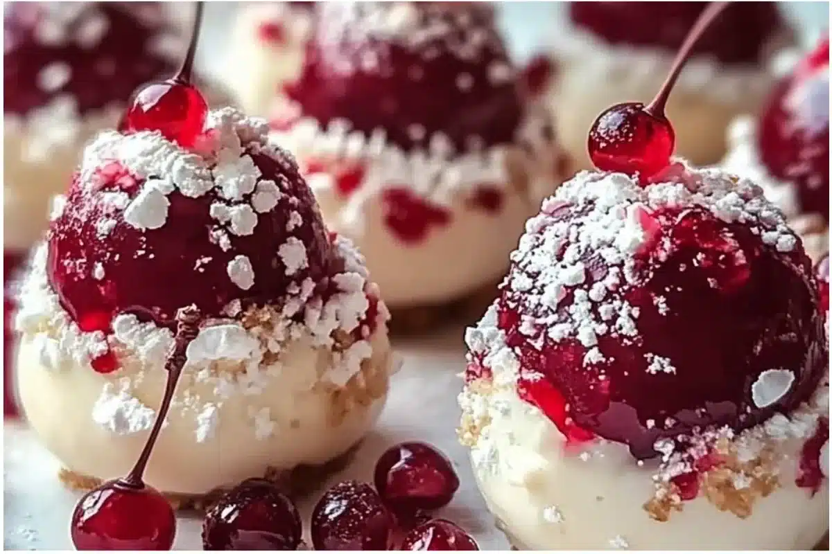 Delicious Christmas Cherry Bombs ready for the holiday season.