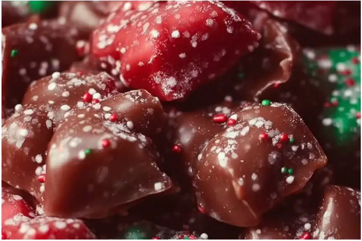 Delicious Christmas Crockpot Candy in a festive bowl
