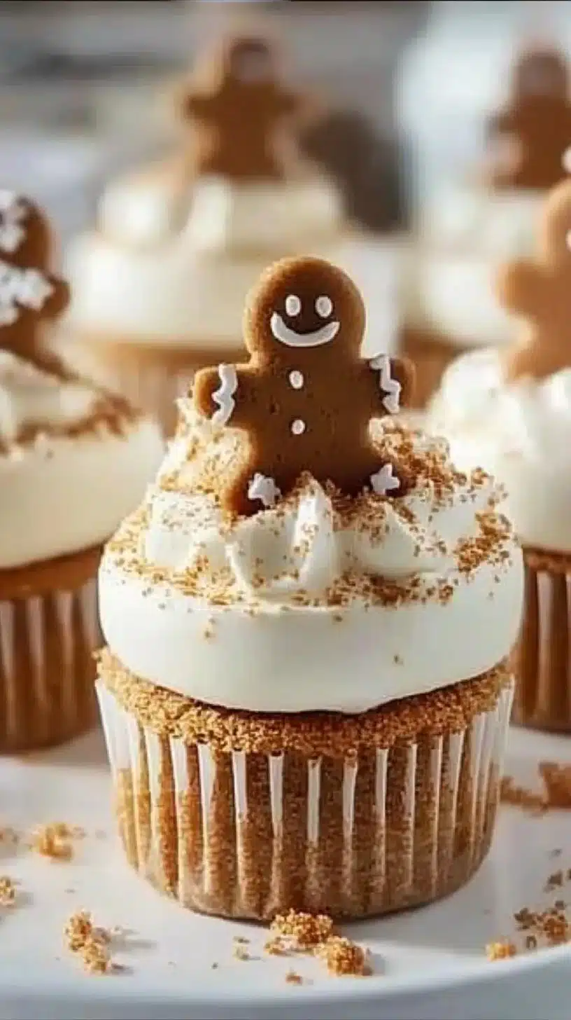 Creamy no-bake gingerbread cheesecake cups topped with festive spices
