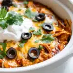 Crock Pot Enchilada Casserole: The Ultimate Easy One-Pot Meal 3 crock pot enchilada casserole with melted cheese and chicken