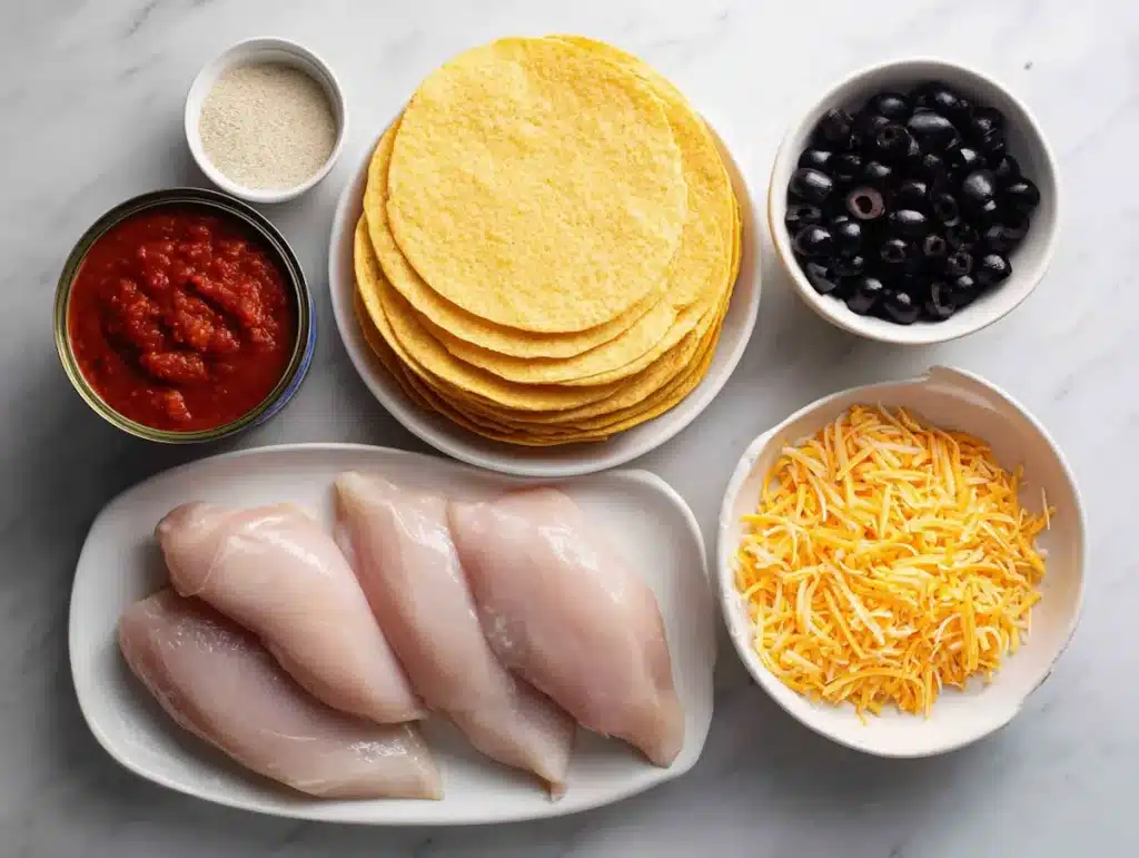 crock-pot-enchilada-casserole-ingredients ingredients for easy crock pot enchilada casserole recipe