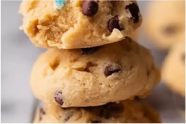Bowl of delicious edible chocolate chip cookie dough ready to be enjoyed