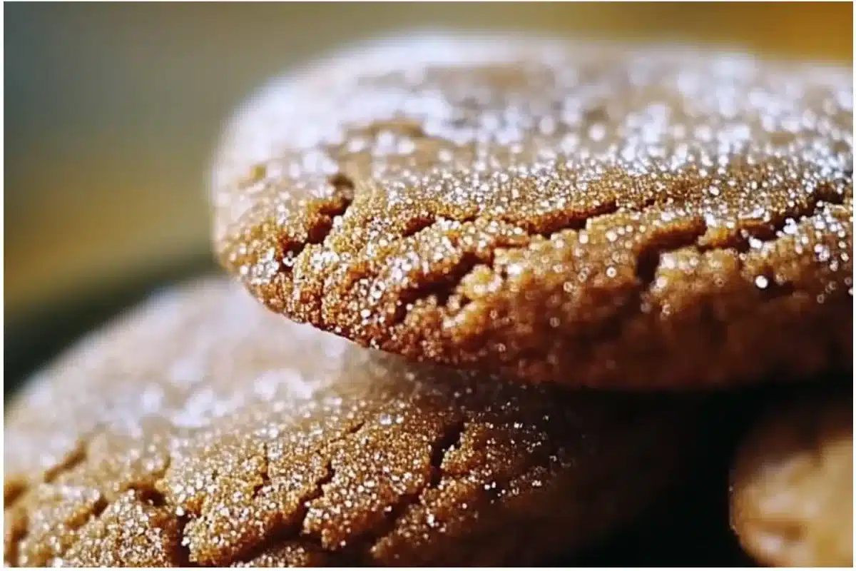 Freshly baked Ginger Molasses Christmas Cookies on a festive plate.