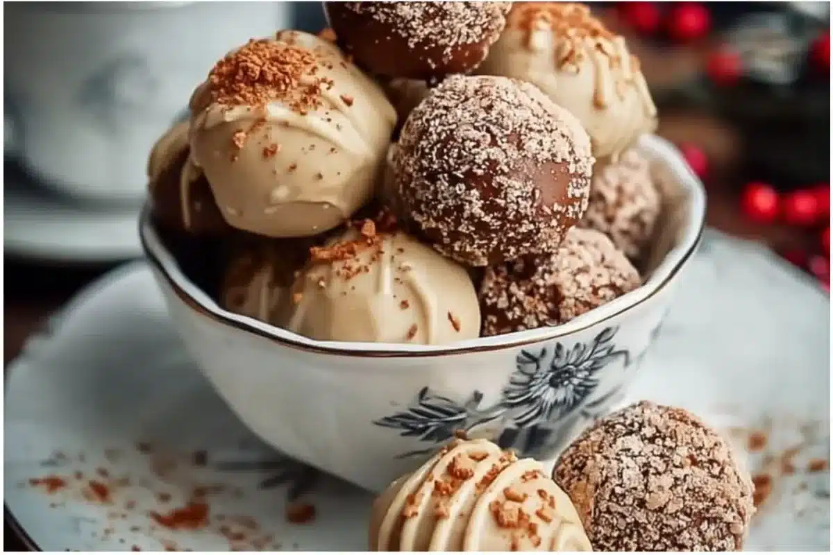 Delicious gingerbread truffles decorated for the holiday season
