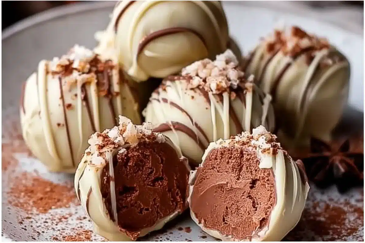 Homemade gingerbread truffles decorated for Christmas