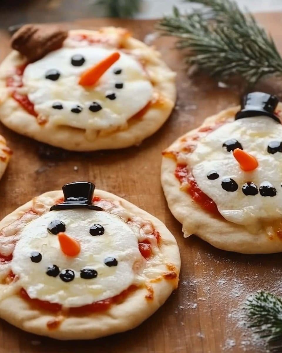 Christmas Mini Snowman Pizzas