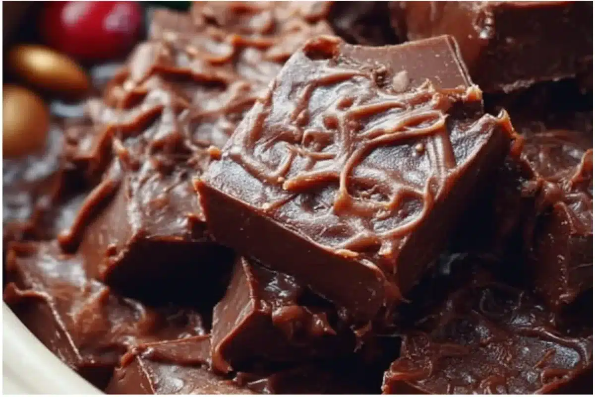 Easy Lazy Slow Cooker Chocolate Candy being served in a bowl
