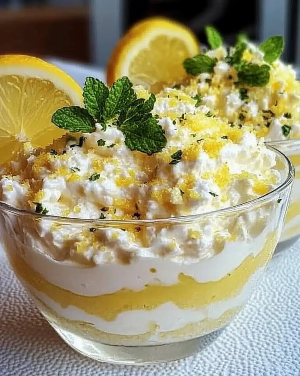 Delicious lemon mousse dessert topped with fresh lemon zest