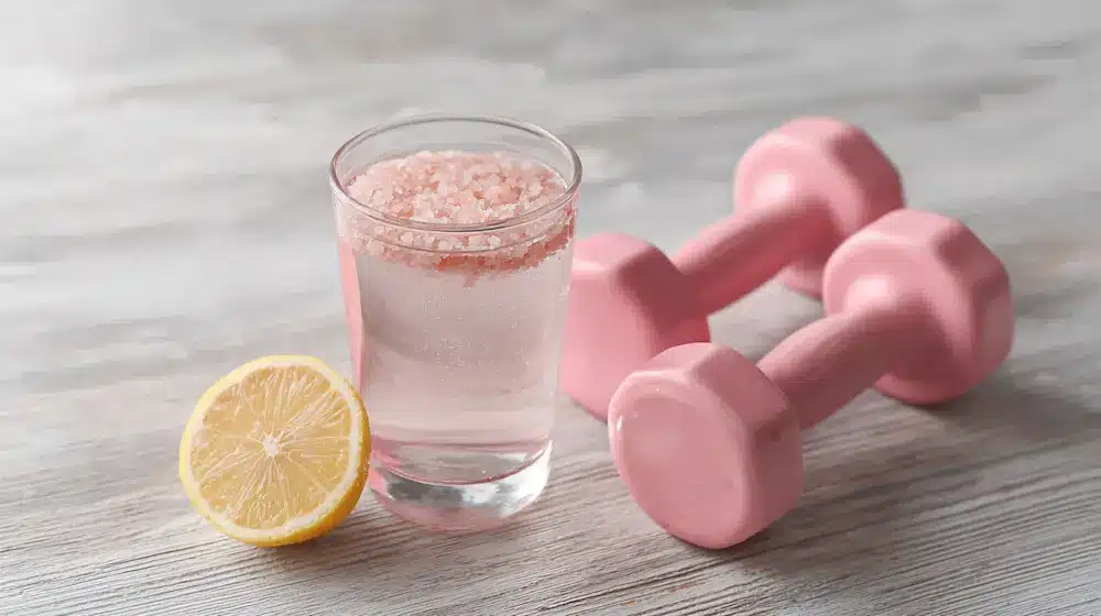 pink salt and lemon water as pre workout
