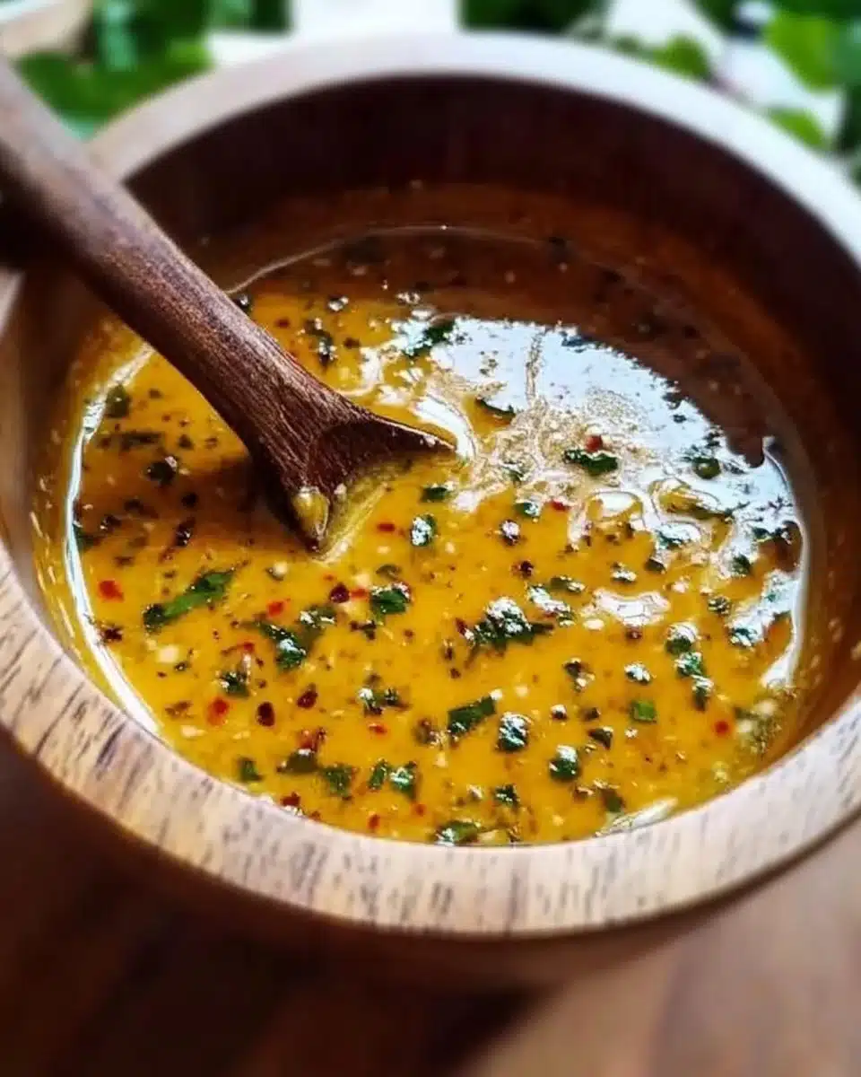 Delicious spicy garlic butter sauce drizzled over pasta and shrimp.