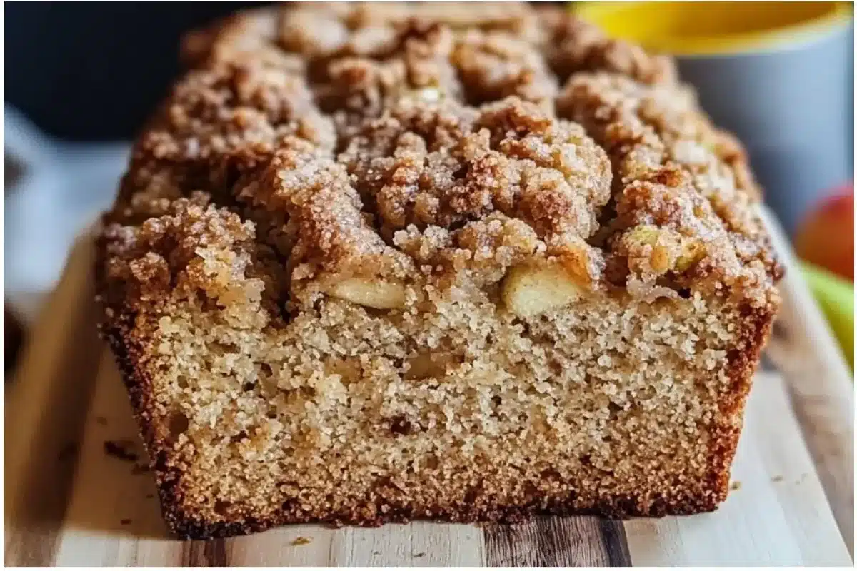 Streusel Apple Zucchini Bread with fresh apples and zucchini slices