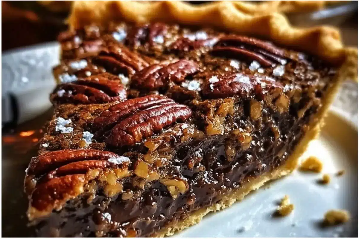 Delicious Texas Chocolate Pecan Pie with rich chocolate and pecans