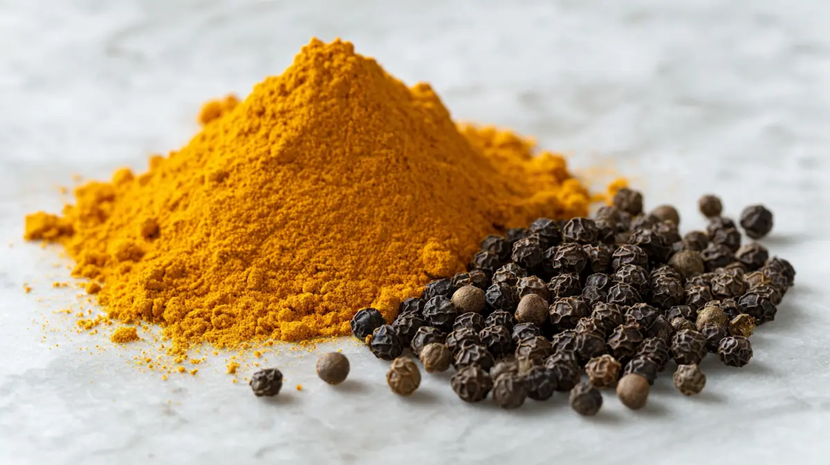 Turmeric powder and black pepper for enhanced curcumin absorption
