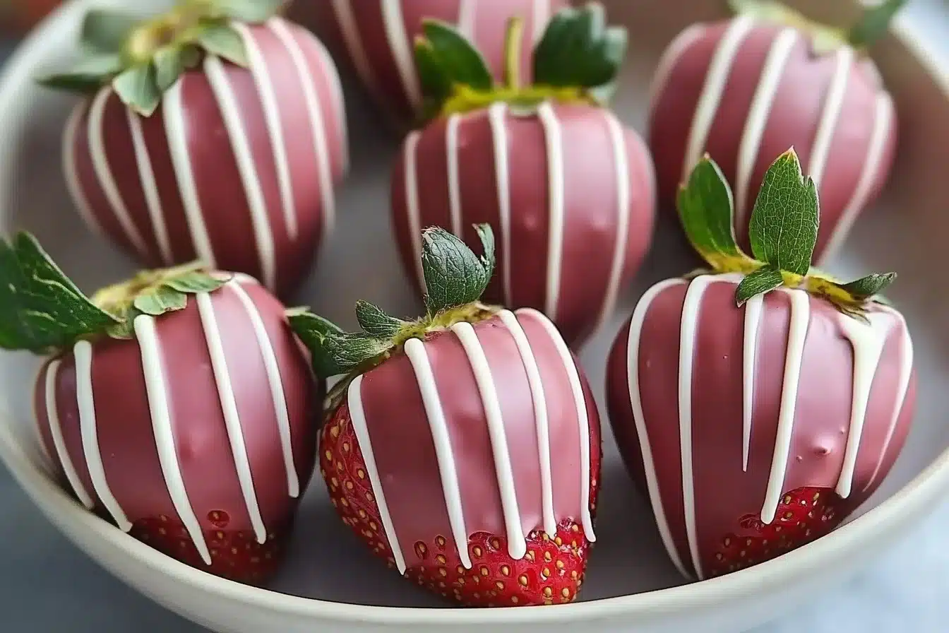 Delicious chocolate dipped strawberries on a white plate.