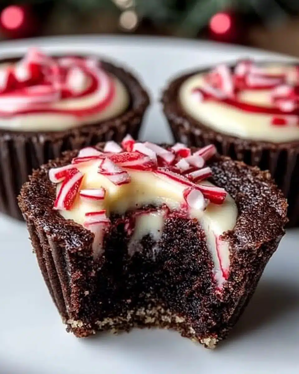 Delicious Chocolate Peppermint Cookie Cups topped with creamy frosting.