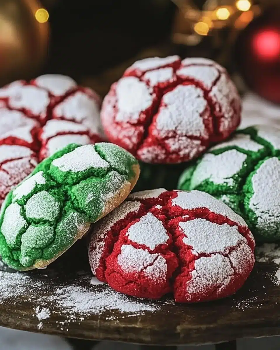 Christmas Crinkle Cookies (Red & Green)