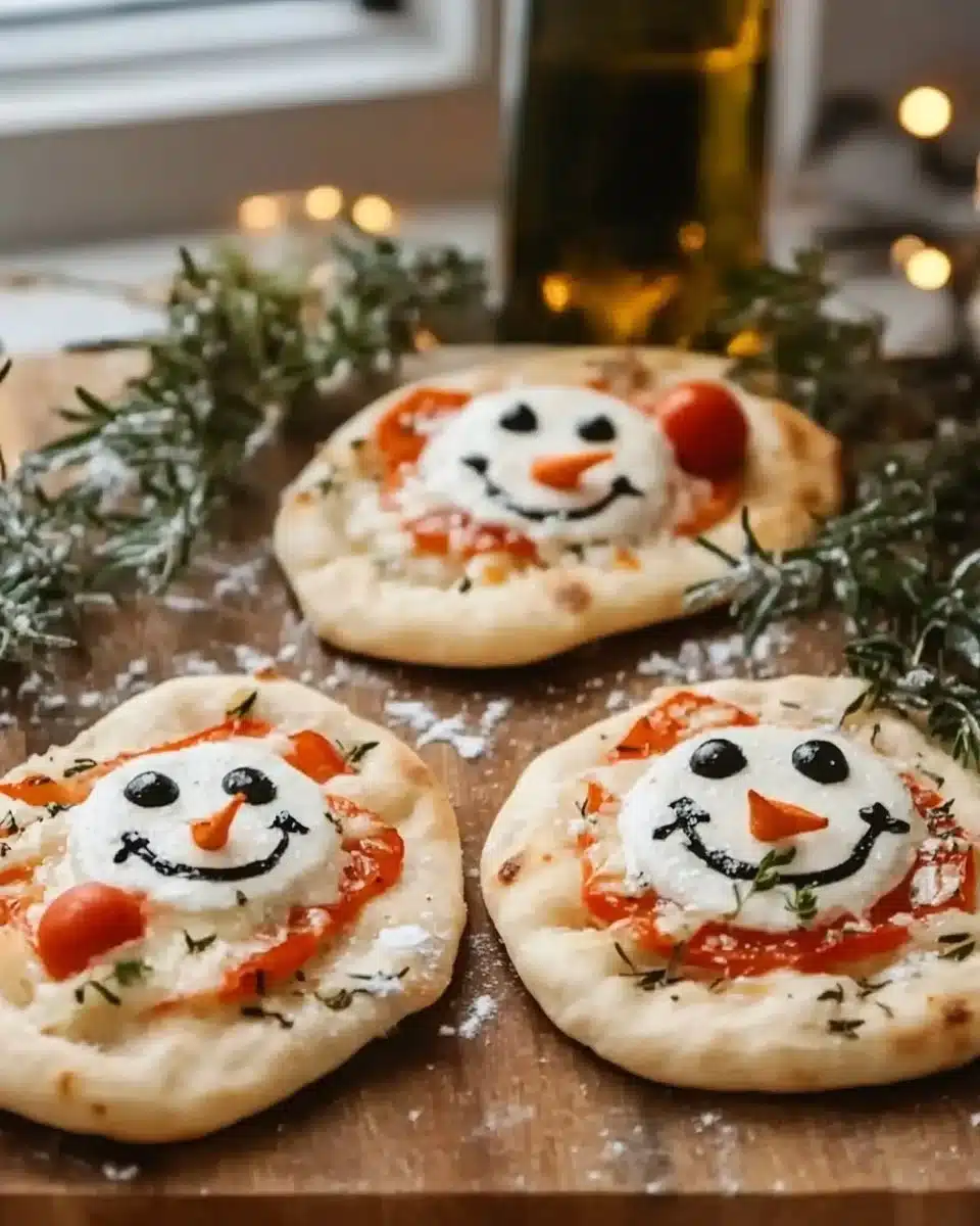 Christmas Mini Snowman Pizzas