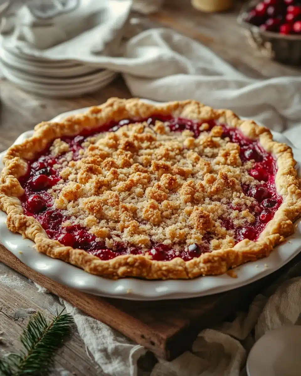Cranberry Cream Cheese Crumb Pie