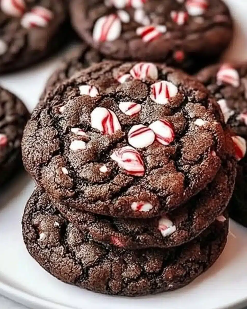 Delicious double chocolate peppermint cookies on a plate