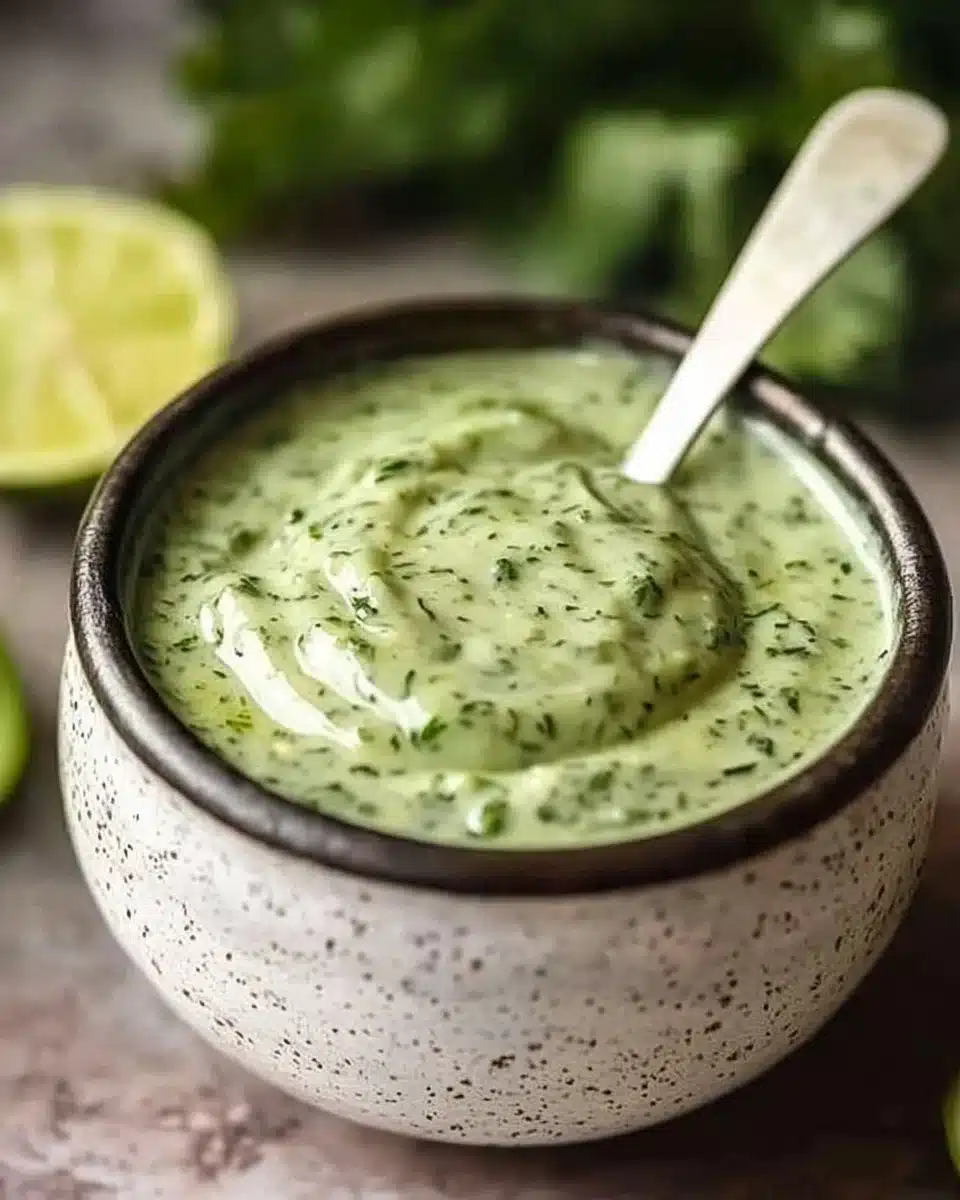 Easy Creamy Cilantro Garlic Sauce With Jalapeños & Limes