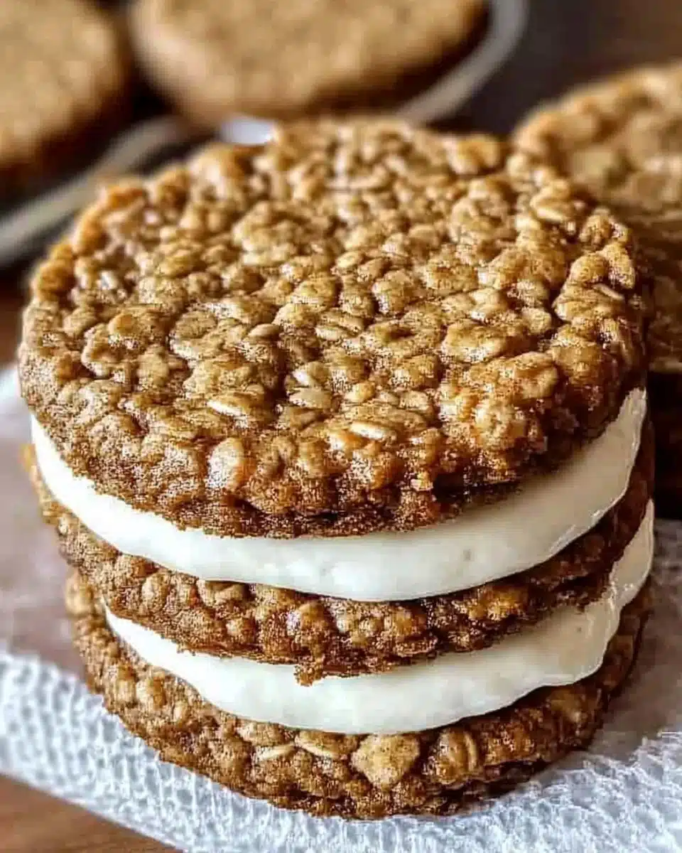 Gingerbread Oatmeal Cream Pies with spiced cookies and cream filling