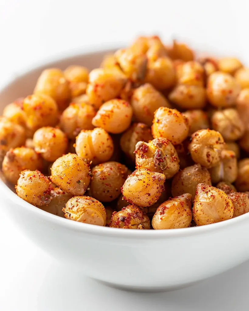 glucose reset ritual recipe roasted chickpeas snack
with paprika in white bowl