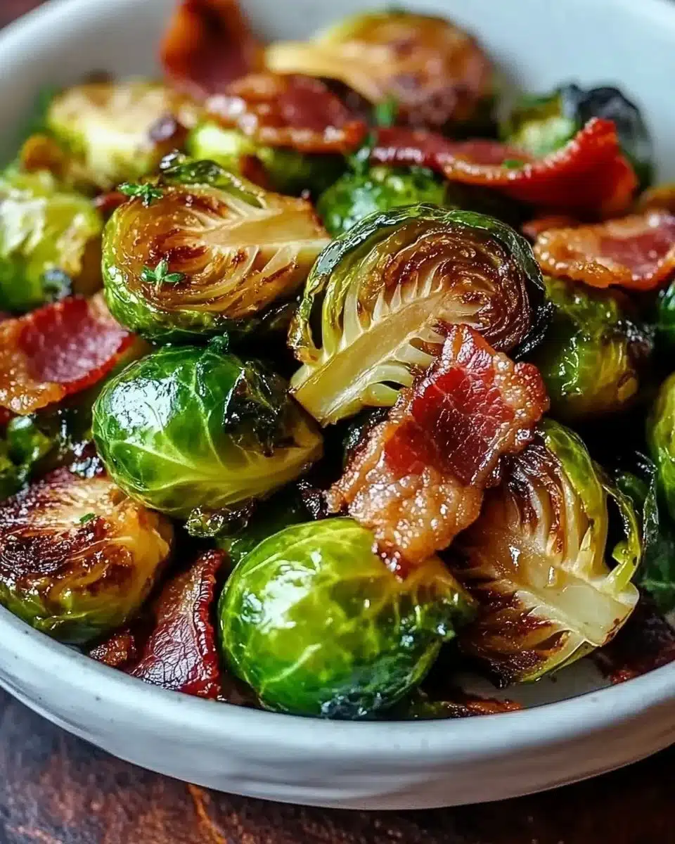 Hot Honey Brussels Sprouts with Crispy Bacon