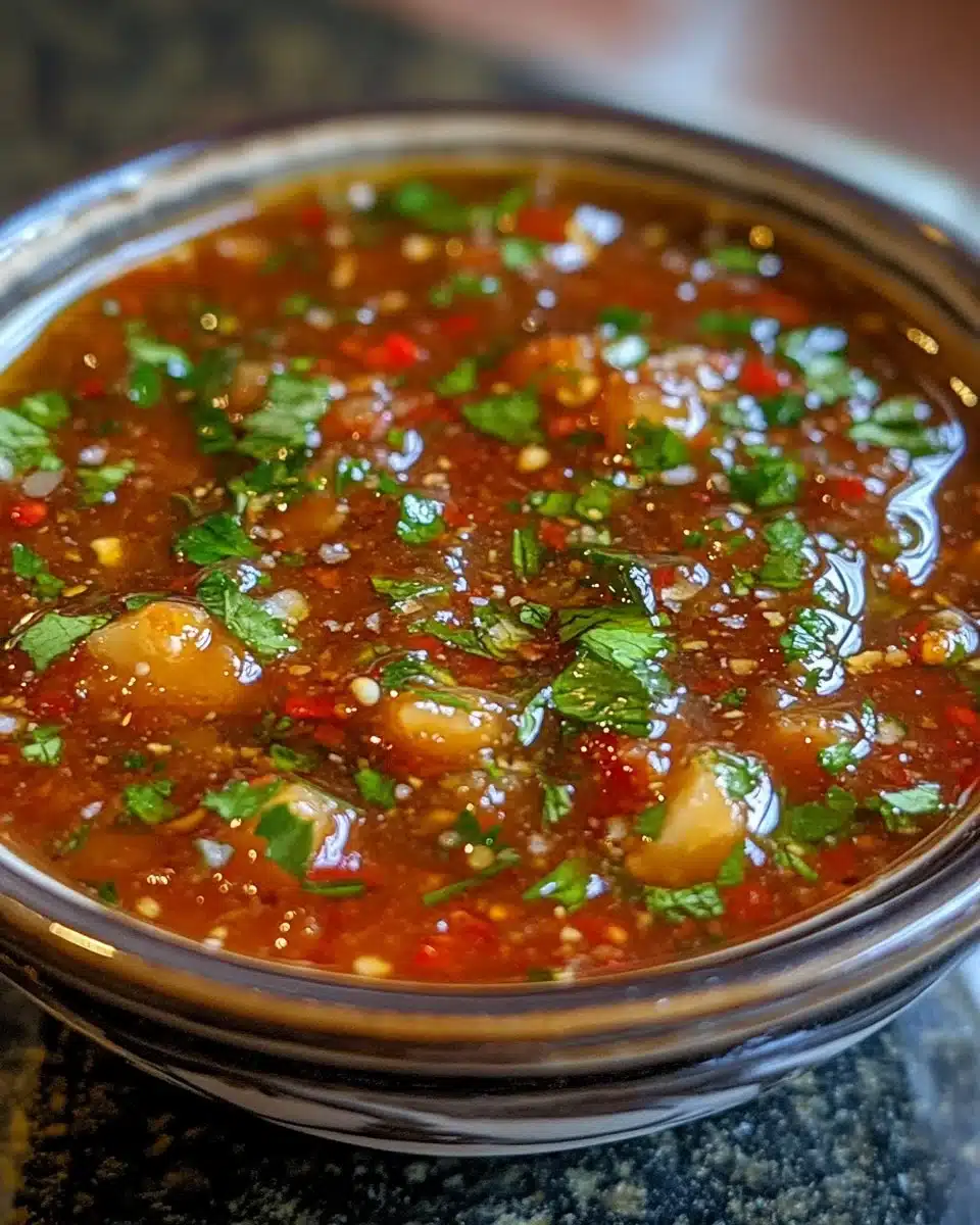 Mango Habanero Honey Garlic Sauce in a jar with fresh mangoes and garlic