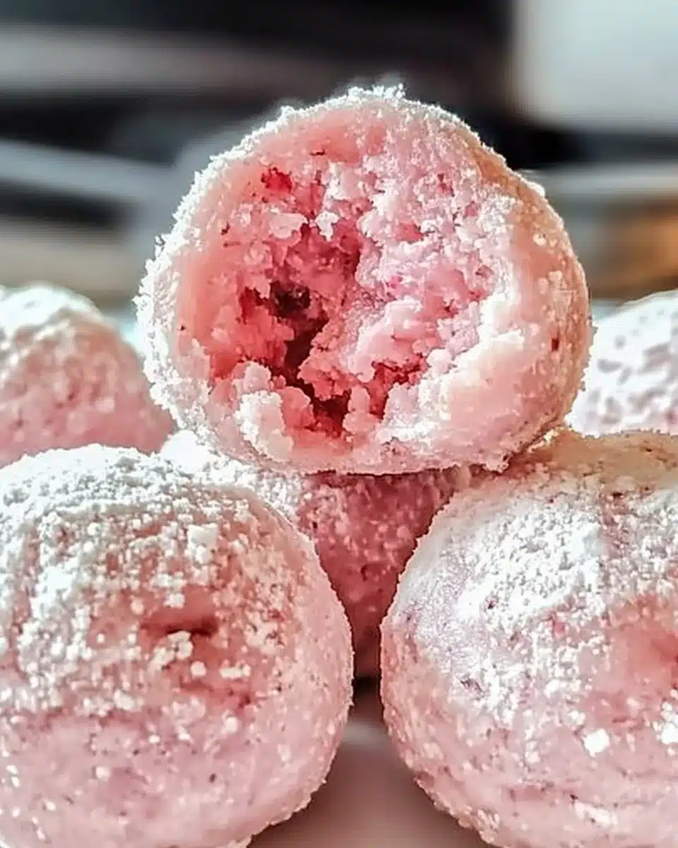 Delicious no-bake strawberry cheesecake bites on a plate