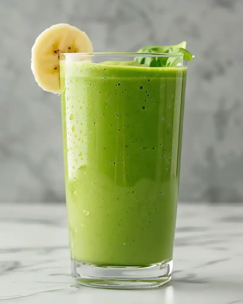 spinach banana pineapple ginger smoothie variation in glass