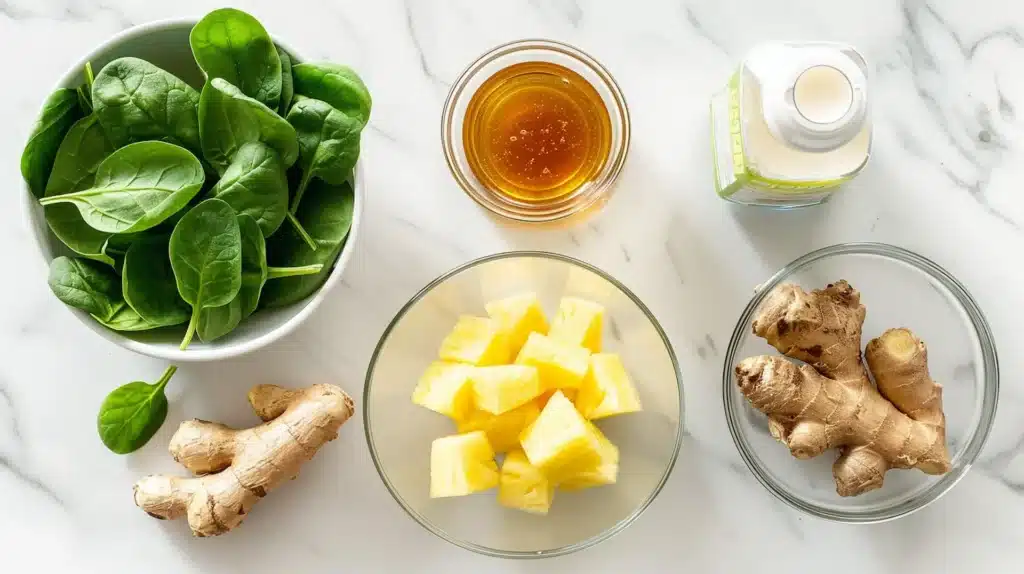 spinach pineapple ginger smoothie recipe ingredients