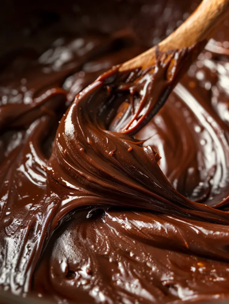 Perfect thick consistency for 3 ingredient fudge mixture like frosting in saucepan