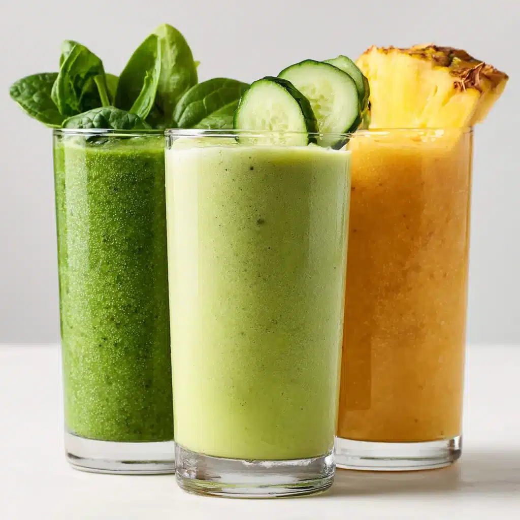 three green detox smoothie variations for weight loss apple cucumber tropical