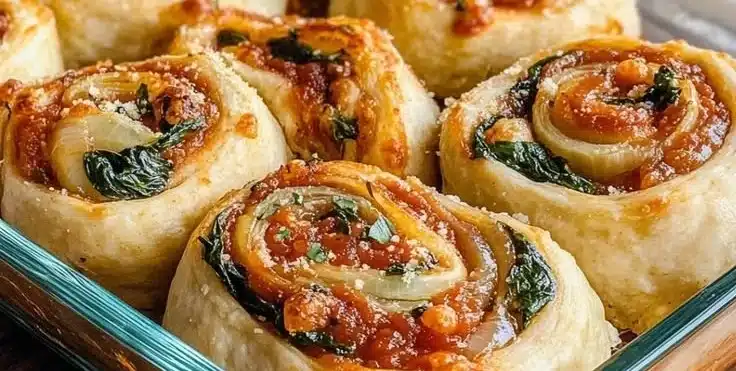 Vegan Caramelized Onion & Spinach Pizza Rolls