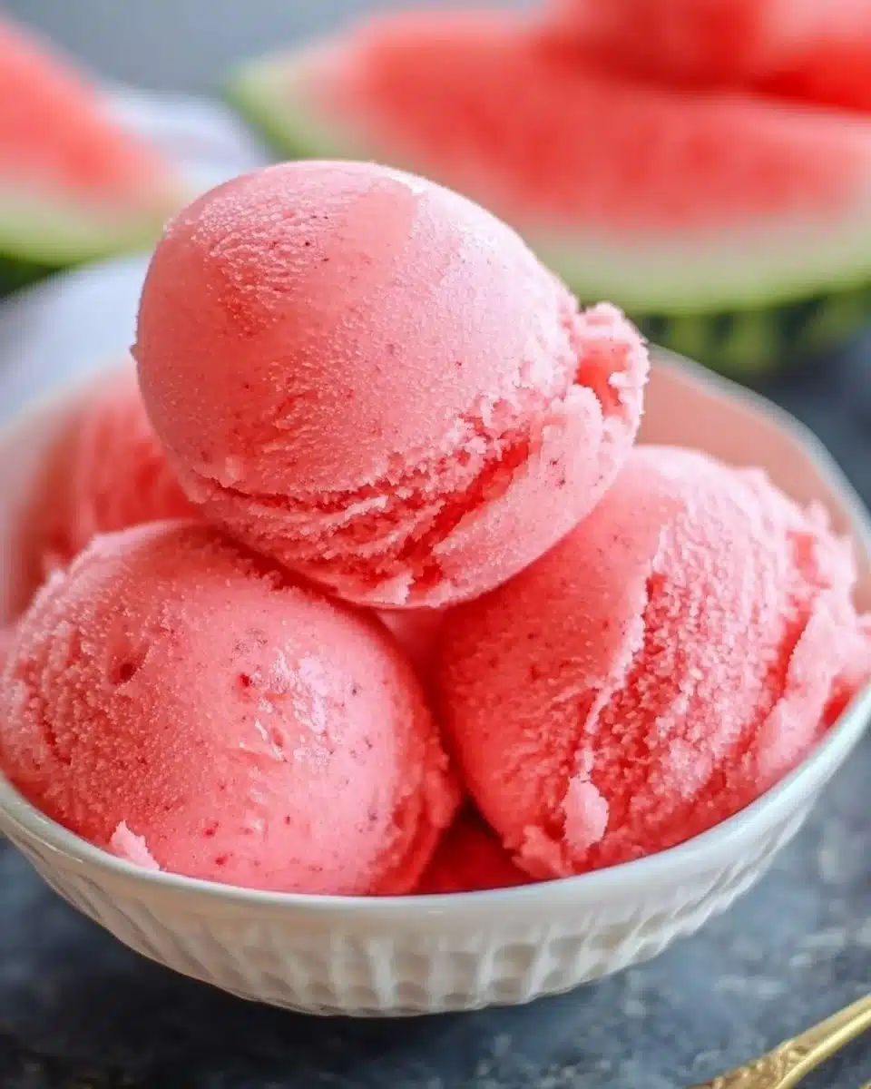 Delicious 2-ingredient watermelon sorbet made with a Ninja Creami