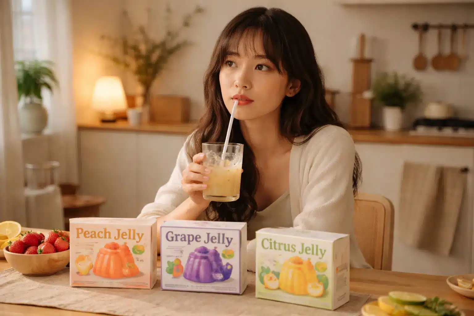 gelatin drink with green tea