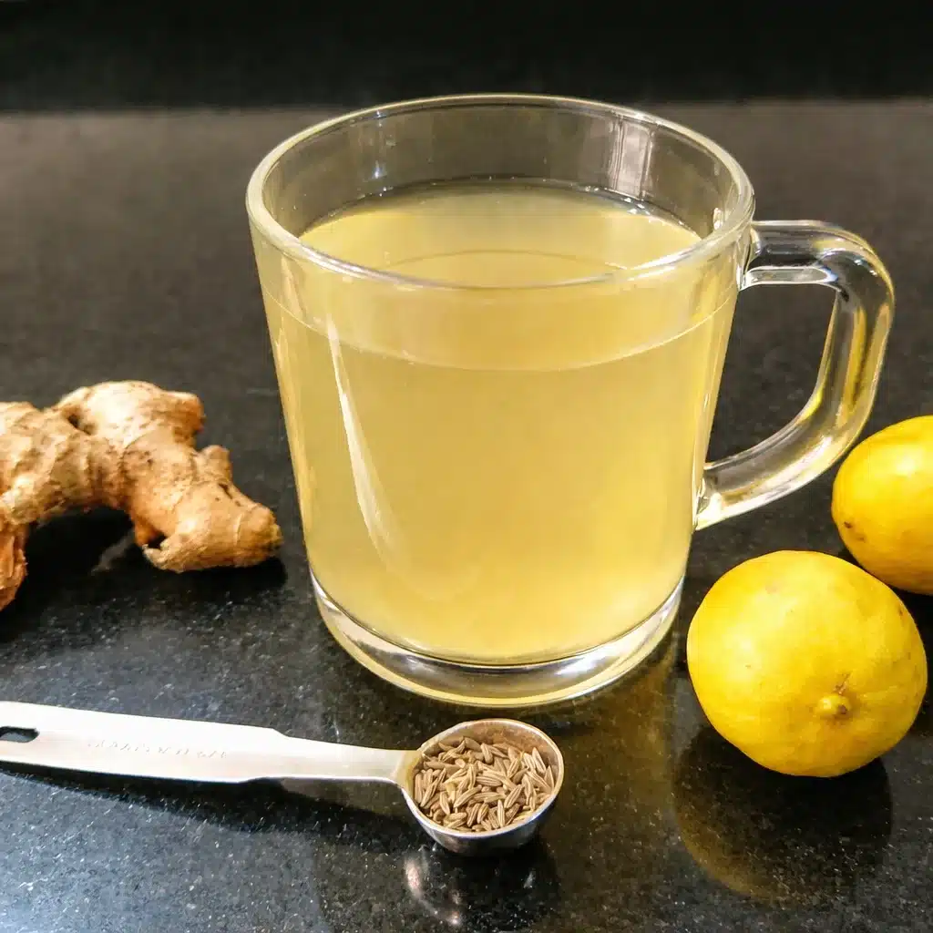 Refreshing fat burning drink recipe with ginger and lemon for weight loss.