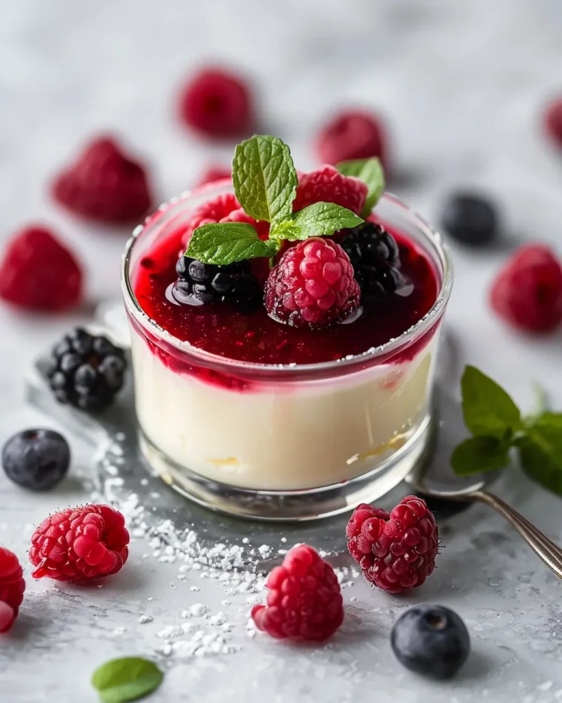 Silky panna cotta dessert made with gelatin powder and vanilla