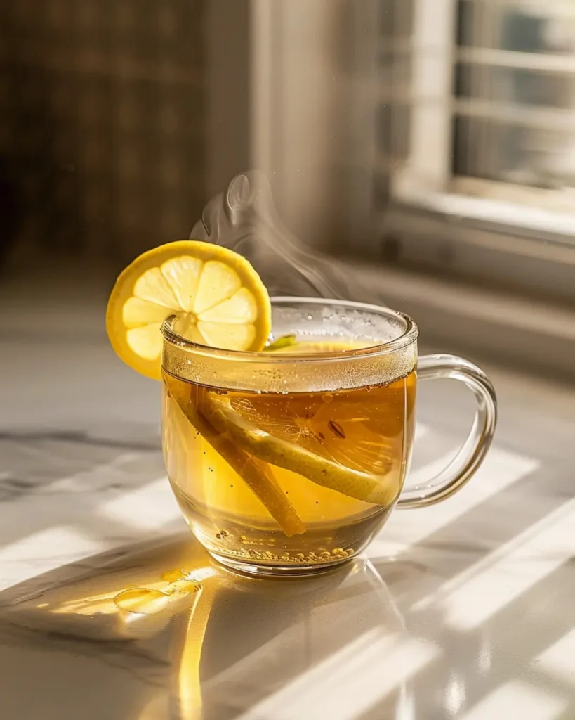 Gelatin powder weight loss drink with herbal tea lemon and honey